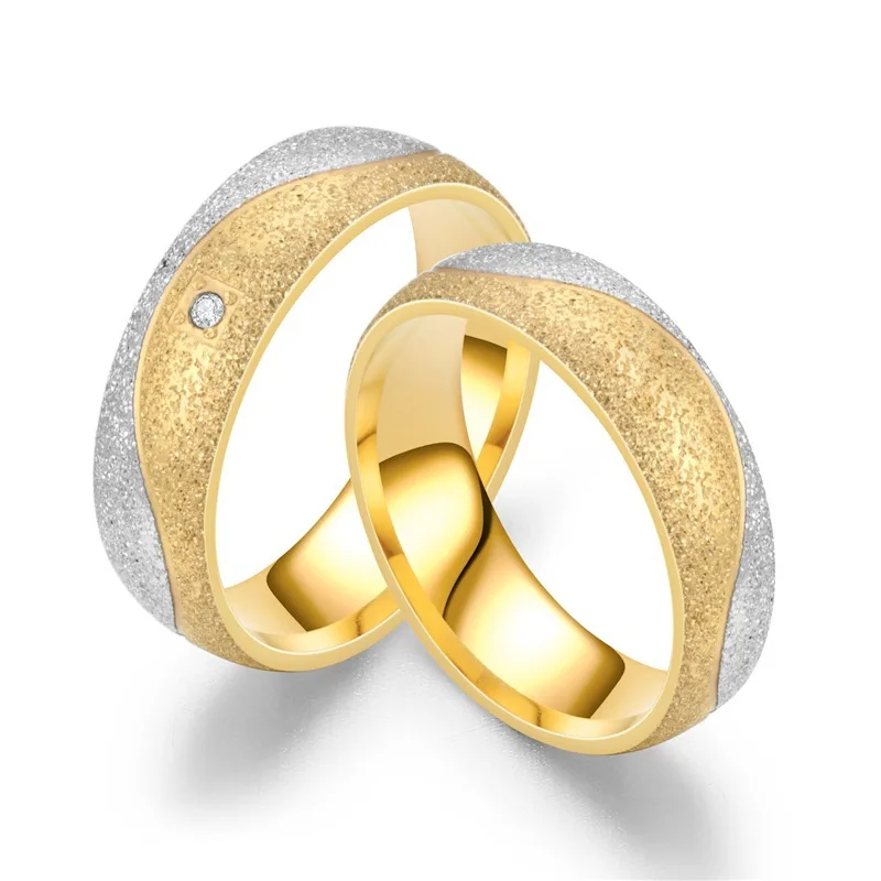 Модные парные кольца для женщин и мужчин из матового золота титановая сталь