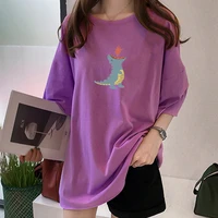new t shirt female 2022 summer short sleeved blouse trend students round collar female cartoon render unlined upper garment