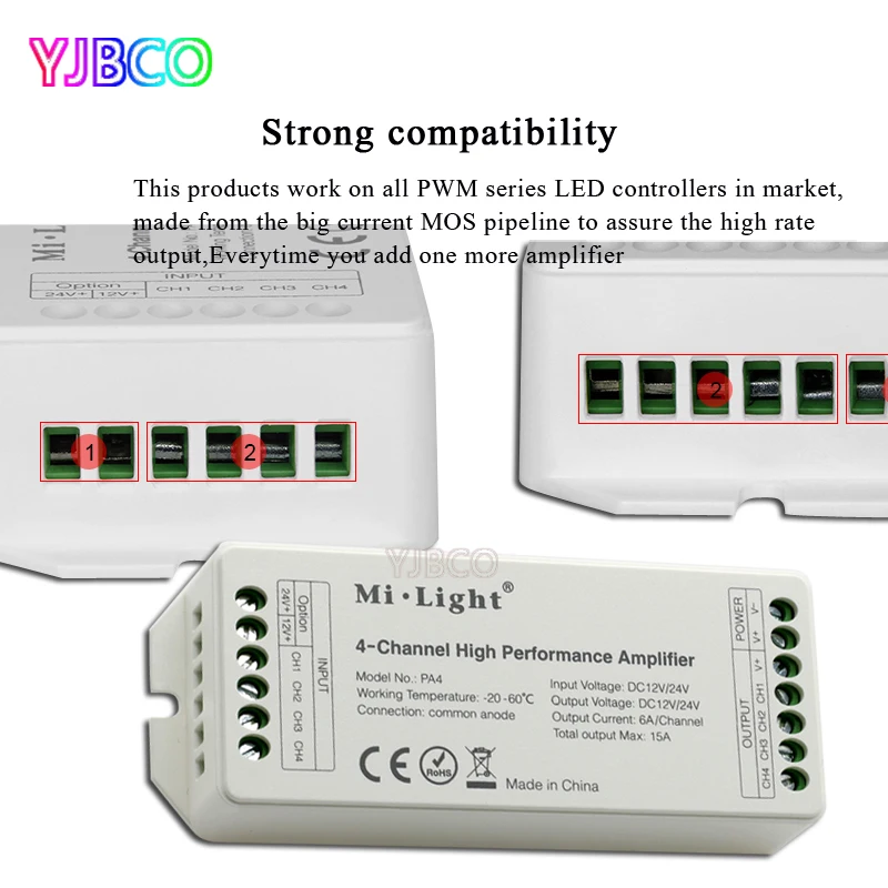 MiBOXER PA4/PA5 15A 4CH 5CH led высокопроизводительный усилитель серии контроллер и все PWM Тип