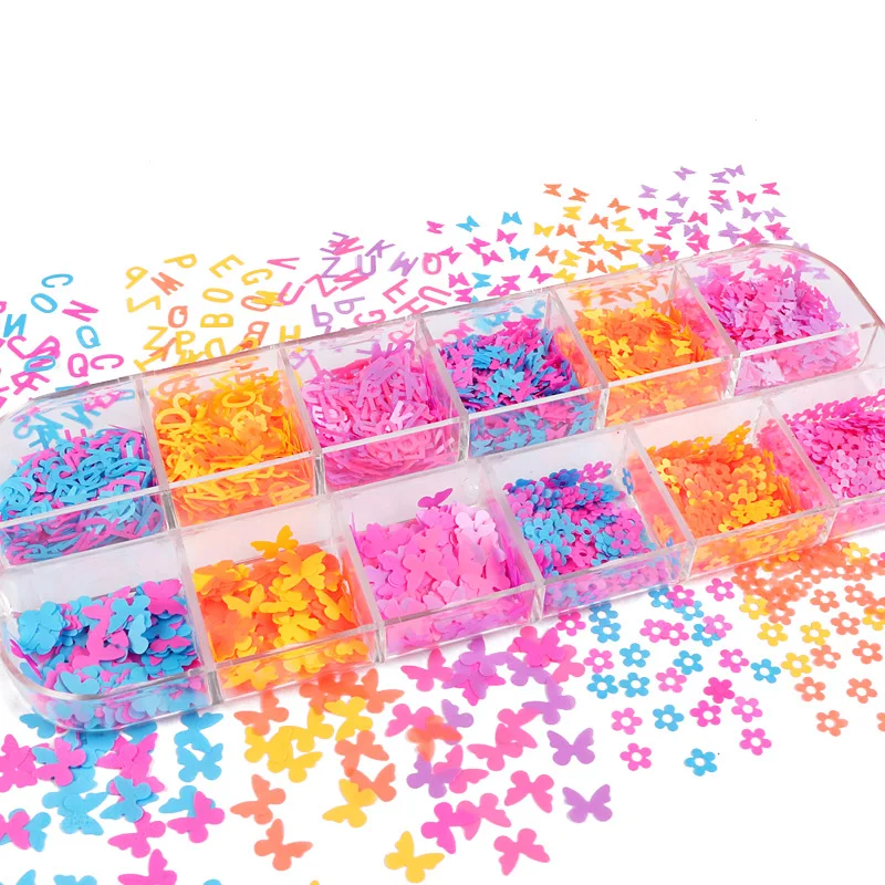 

Beauty Mix Color Butterfly Flower Fluorescence Nail Sequins Manicure Art Colorful Flakes Nail Decor DIY Epoxy Resin Filler