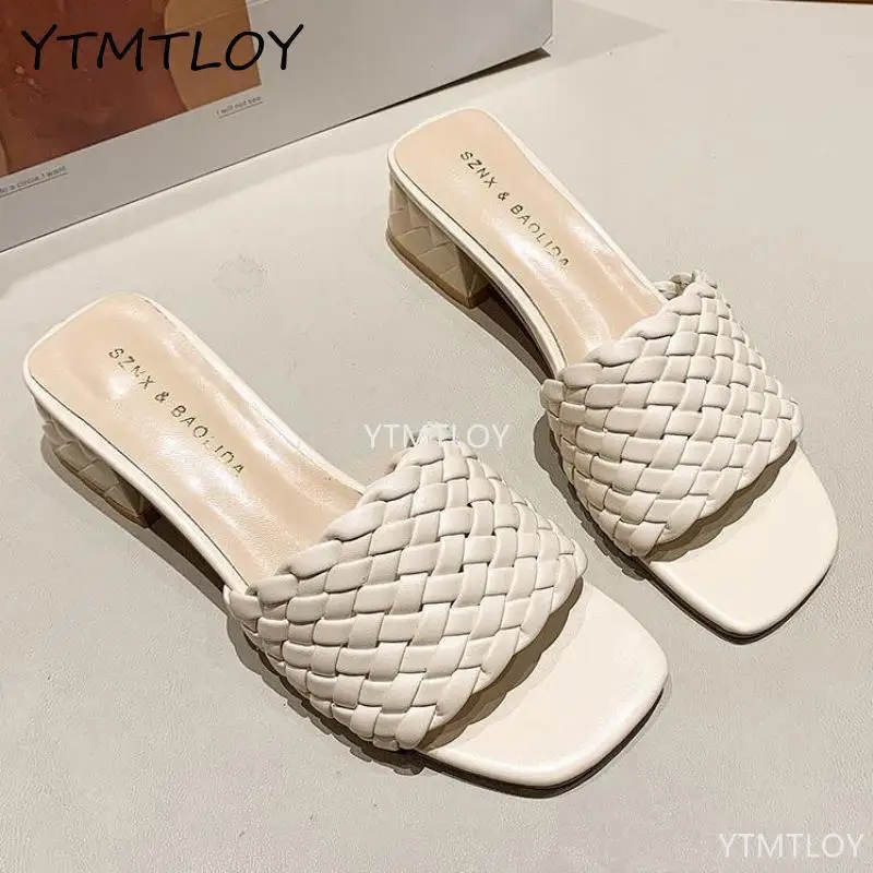 

2021 Роскошные шлепанцы без задника с открытыми пальцами женские босоножки с открытой пяткой; Туфли-лодочки ткань для отдыха; Новые офисные т...