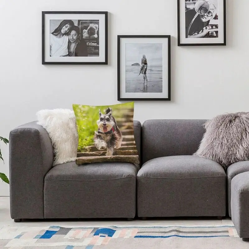 Модная миниатюрная наволочка с изображением собаки шнауцера декоративная для