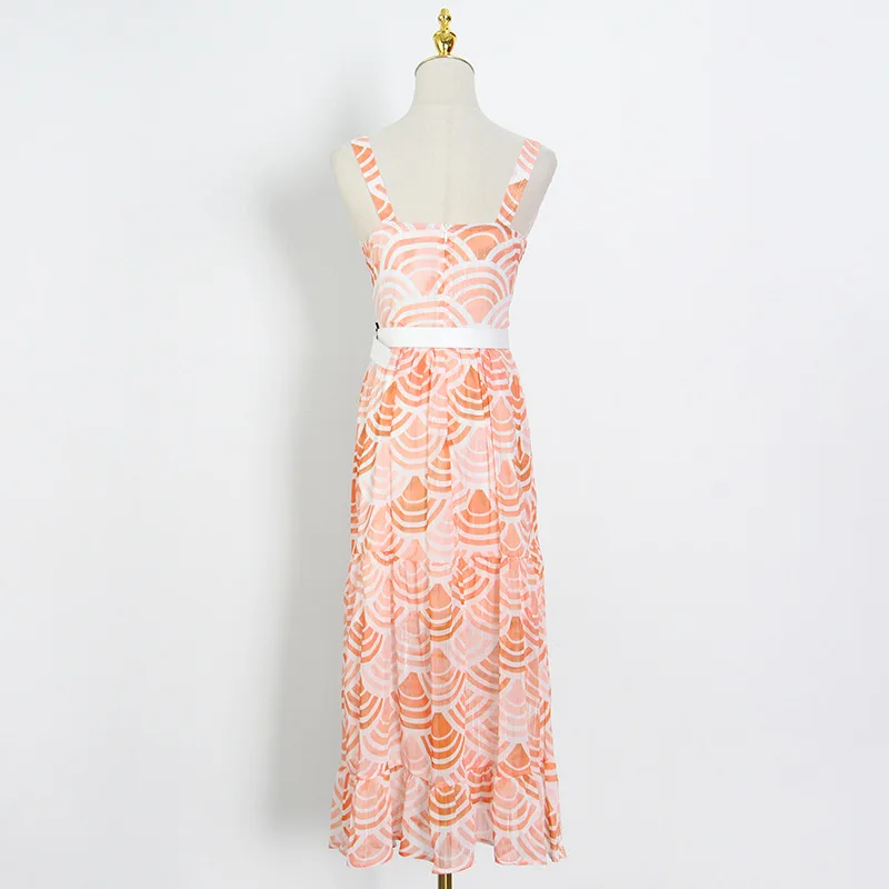 

HIGH QUALITY Newest Fashion2021 Summer Sling Tube Top High Waist Waist Belt Commuter Women's Mid-Length Large Skirt