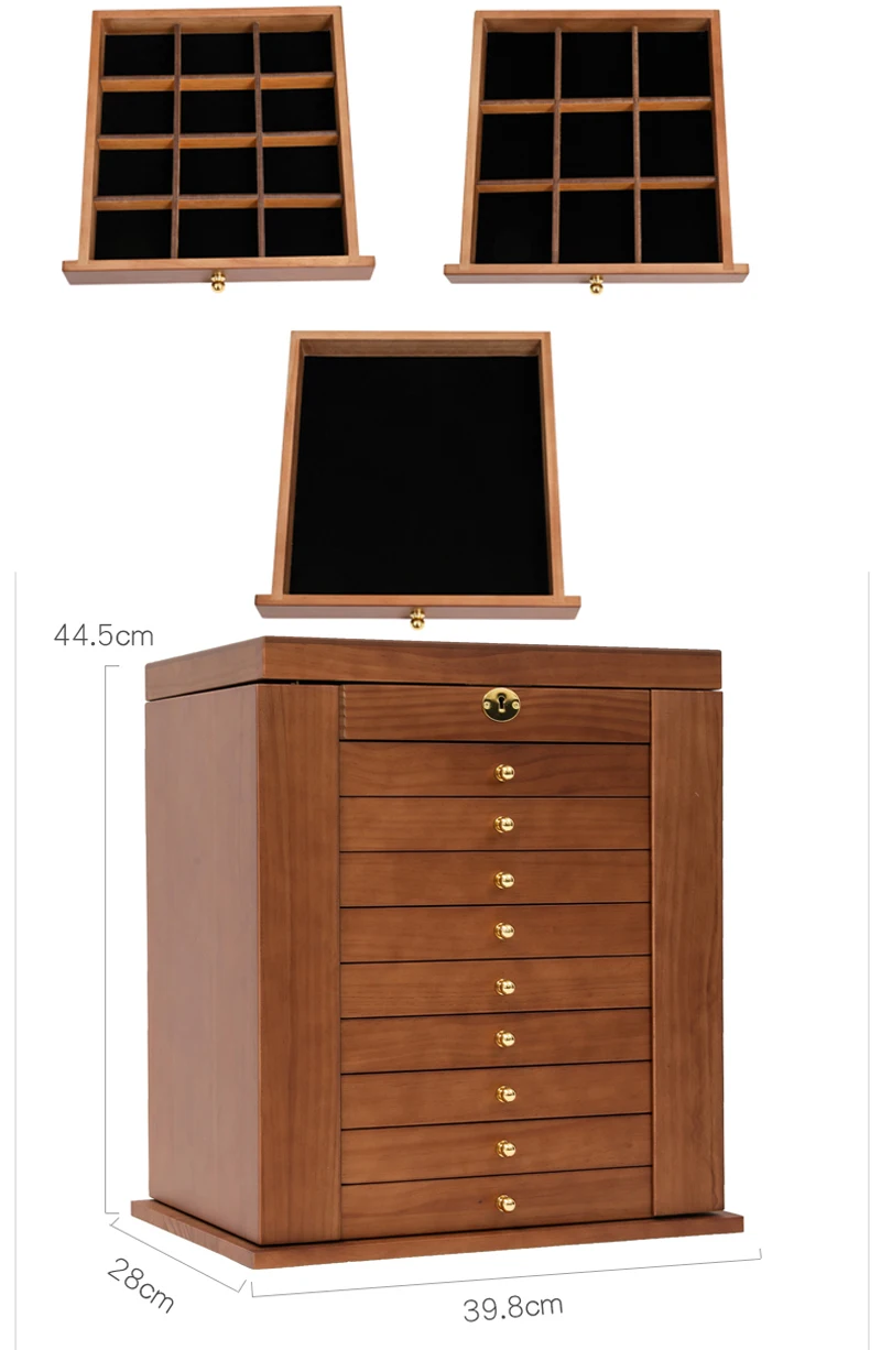 Шкатулка для ювелирных изделий коробка из массива дерева с замком подвешивания