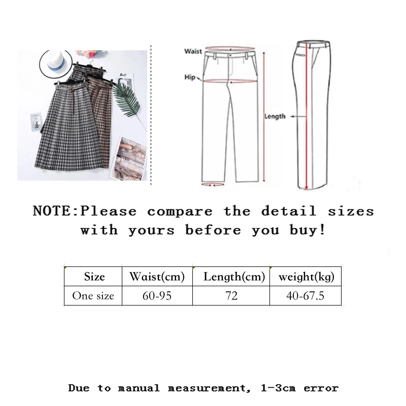 

Vangull Plaid Pleated Skirt High Waist Slim Mid-Long Skirt Autumn Winter Vintage College Style Warm Elegant Wild Female Skirts