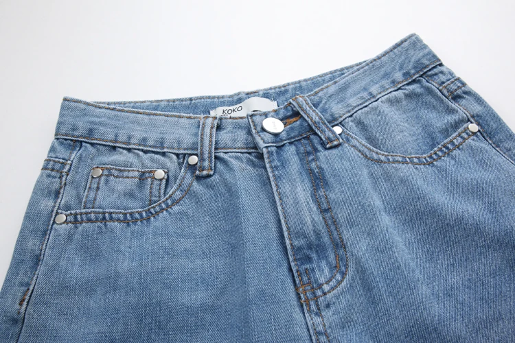 

Blue Korean High Waist Harem Denim Jeans Pants Women Casual Fashion Button Fly Ankle-length Trousers Vintage Female Pants Jeans