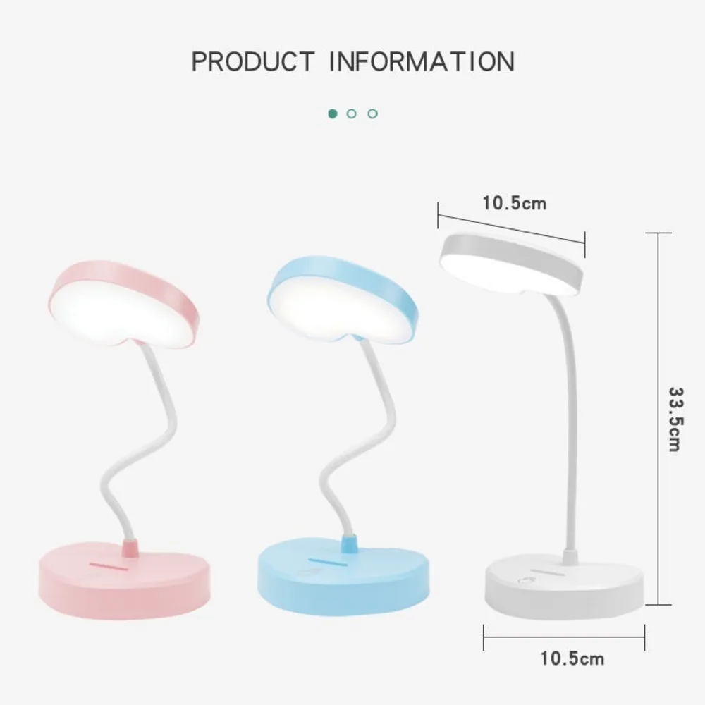 

Led Desk Lamp Eye Protection Learning Girl Heart Rechargeable Children's Bedroom Room Bedside Lamp Student Dormitory Night Light