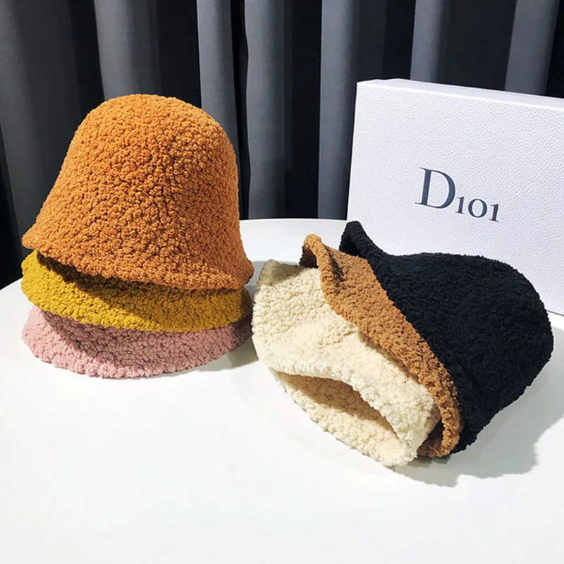 Шапка рыбака Женская однотонная с широкими полями из овечьей шерсти | Шапки-бини