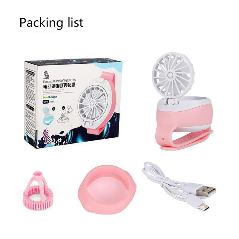 

Children's Watch Automatic Bubble Blowing Machine Mini Portable Usb Charging Spray Three-speed Watch Fan