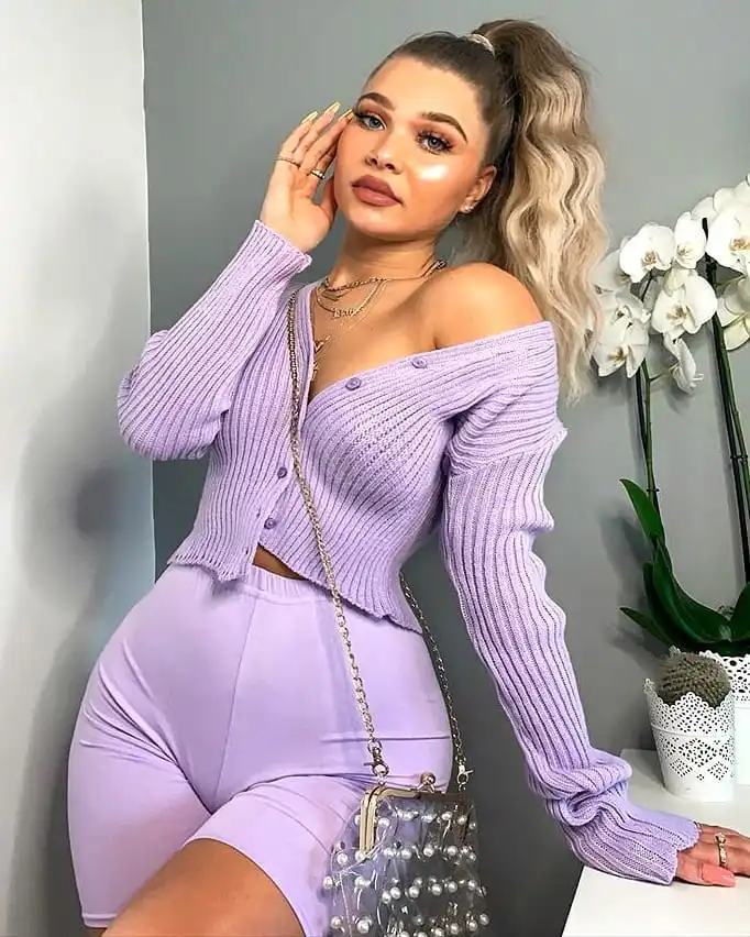 Женский вязаный комплект одежды Сексуальная футболка с v образным вырезом