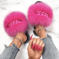 summer bling luxury diamond colorful slippers and sandals female big fluffy fur slides
