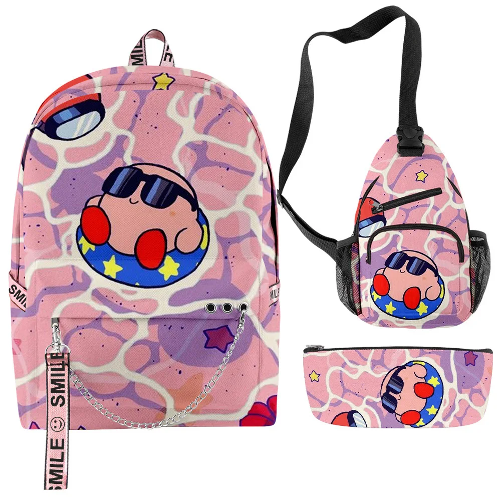 

Weysfor Cute Kirby Star Backpack 3D Cartoon Anime Print School Bag Laptop Rucksack Girl Boy Knapsack Waterproof Travel Backbag