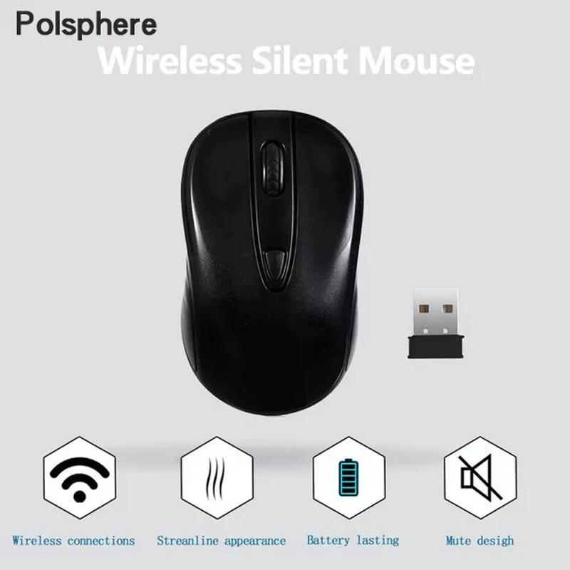 Беспроводная Бесшумная оптическая мышь 4 кнопки 2 ГГц 1600 DPI|mouse for laptop|wireless silent