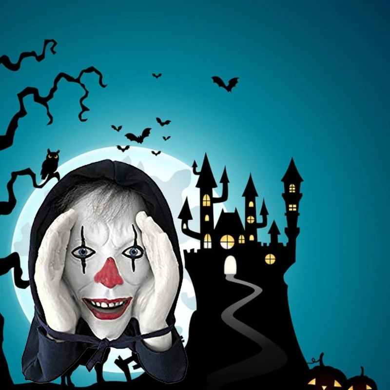 

F2TE Хэллоуин падающий клоун Страшный черный с капюшоном подвесное окно для уличной вечеринки украшение для ужасного дома
