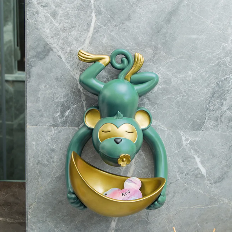 

Monkey Sculpture Wall Decor Resin Ornaments Bathroom Key Storage Ornaments Hanging Wall Storage Home Decoration Accessories