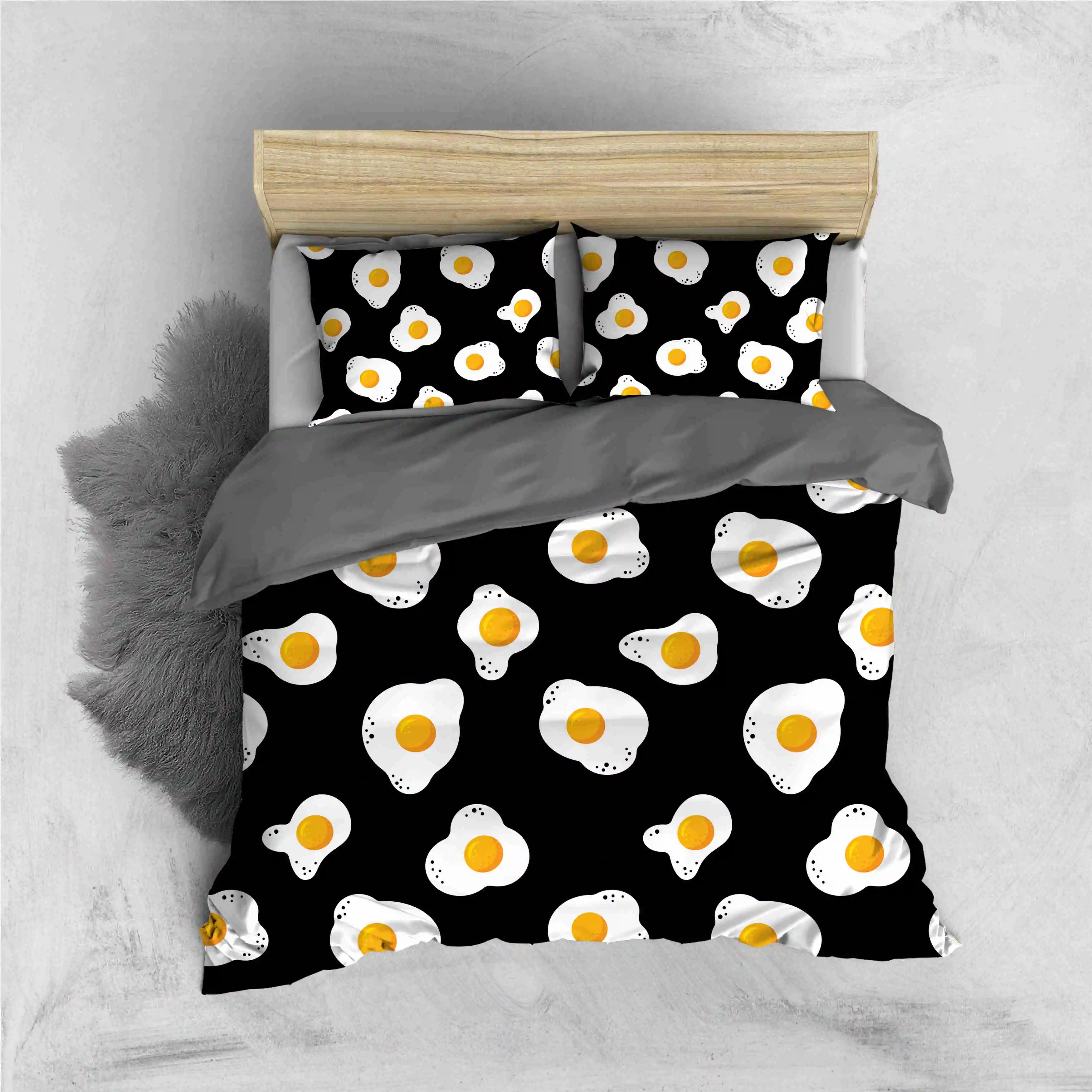 Комплект постельного белья с мультяшным рисунком ленивого яйца жареного детская