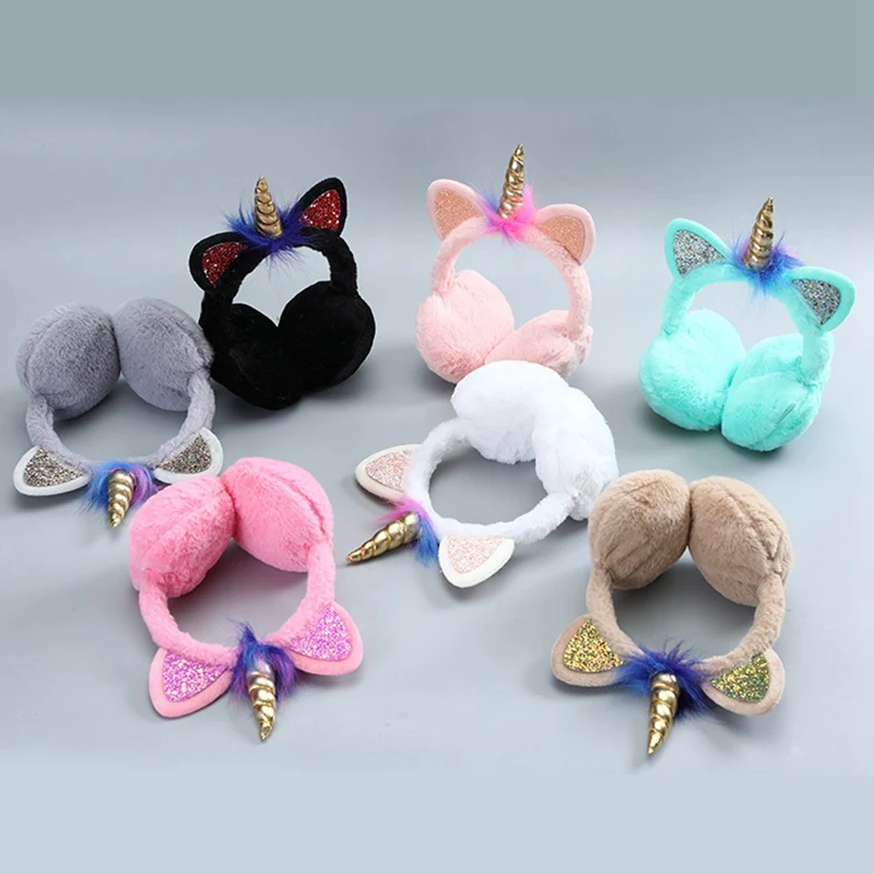 

Plush Unicorn Earmuff Ear Muffs Kids Lovely Children Winter Warmer Ear Muffs Rabbit Fur Thicken Plush Unicorn Ear Cover