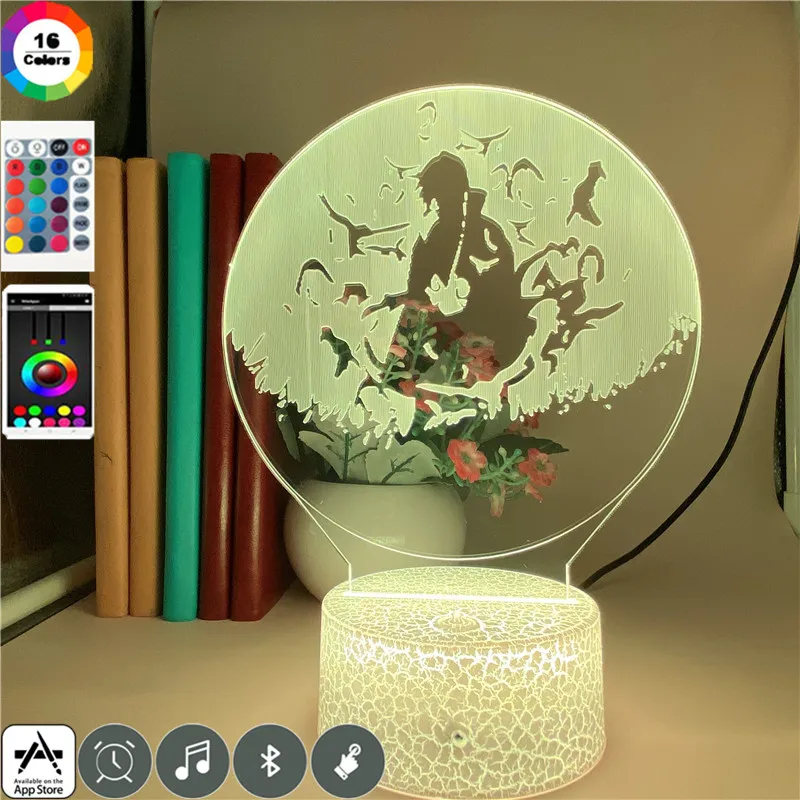 Anime Naruto Itachi Led Night Light Crow alter Ego Uchiha Itachi Figure 3D Nightlamp for Children Room Decor Manga Naruto Gifts