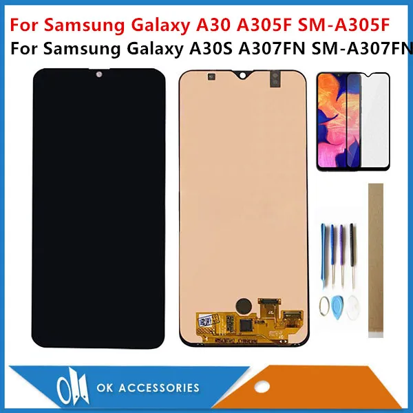 6 4 &quotдля Samsung Galaxy A30 A305 A305F SM / A30S A307 A307FN ЖК дисплей + с рамкой дигитайзер сенсор