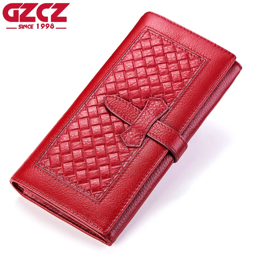 2020 New Women s Genuine Leather Purse Woven Pattern Fashion Trend Hand Bag Large Capacity Zero Money Bag Wallets for Women