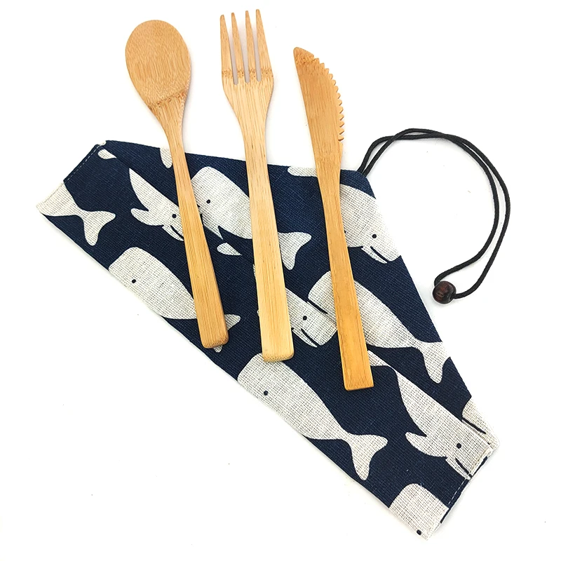 Набор бамбуковых столовых приборов экологичный дорожный набор посуды