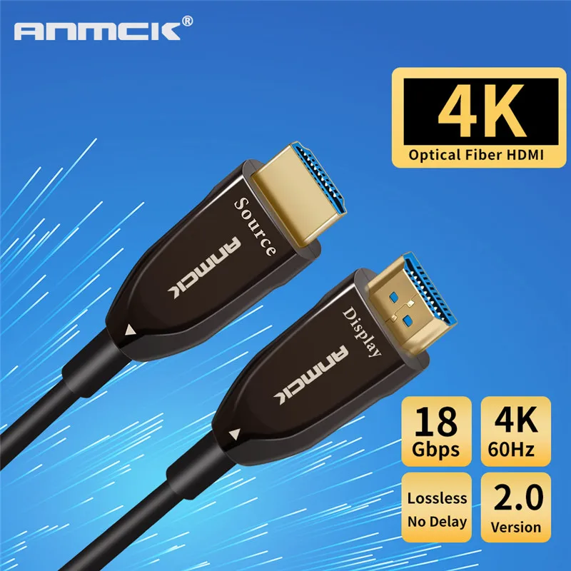 Anmck волоконно-оптический кабель HDMI 2,0 4 к 60 Гц Поддержка ARC 3D HDR 18 Гбит/с HDMI мужчин и мужчин для HD ТВ Проектор Монитор 10 м 15 м 20 м