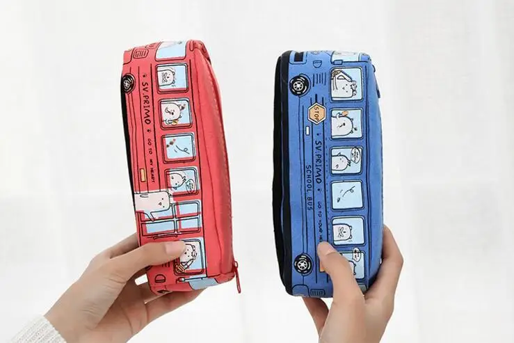 1 шт. Lytwtw's Kawaii Cute Bus Pen холщовый чехол для карандашей школьные стационарные инструменты для получения Косметики Косметический Чехол