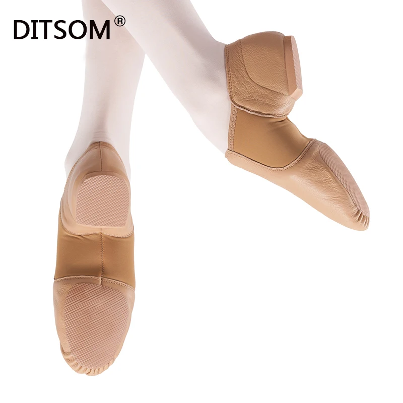 Туфли из натуральной кожи для джазовых танцев мягкие эластичные без застежки