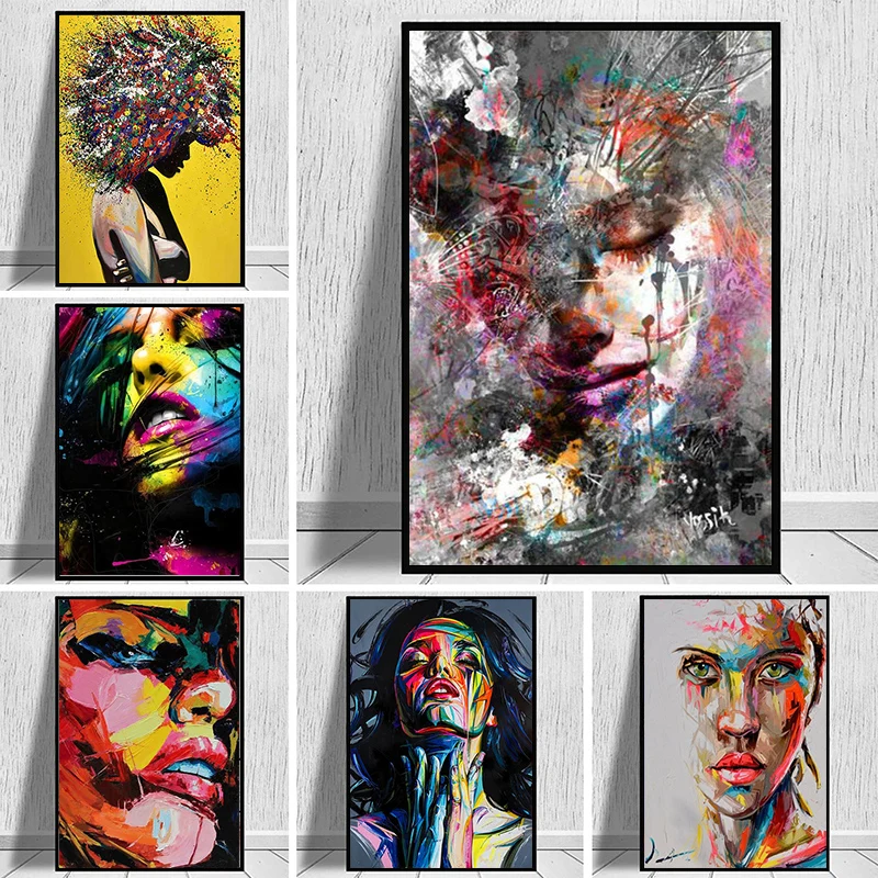 

Graffiti Art Abstract Girl Canvas Painting Modern Art Posters and Prints Cuadros Wall Art Picture For Living Room Home Decor
