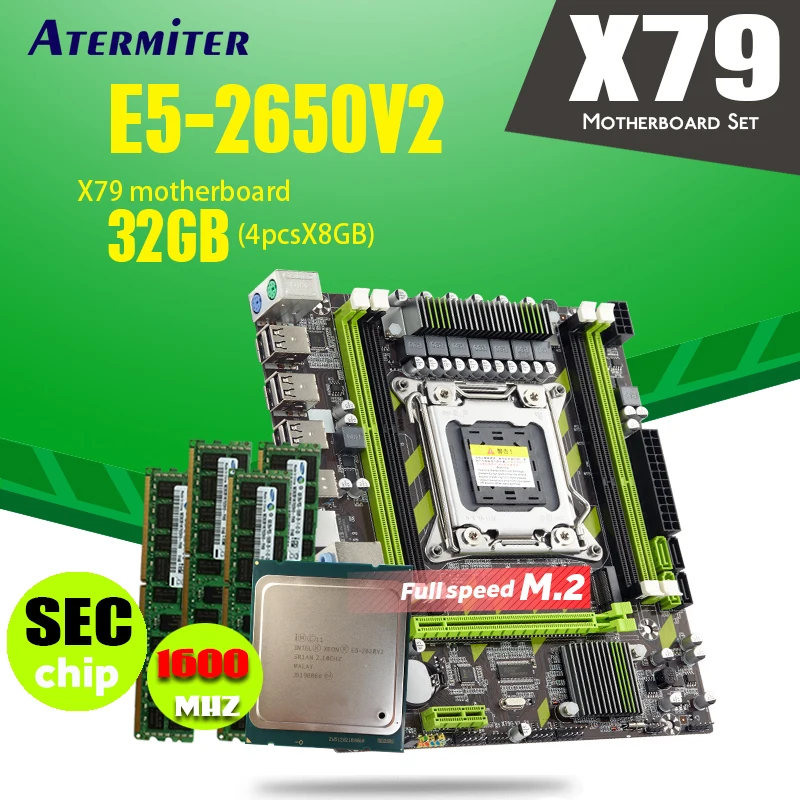 Ксеон E5 2650 V2 SR1A8 Процессор X79 G материнская плата LGA2011 комбо 4 шт. • 8 ГБ = 32 памяти DDR3