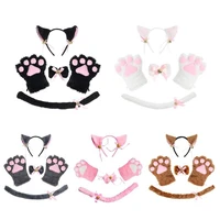 women cat maid cosplay costume plush ear bell headband bow tie choker necklace gloves for anime cosplay