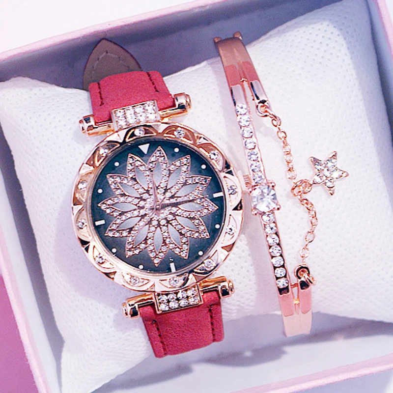 2020 горячая Распродажа набор часов браслет женские часы модные звездное небо