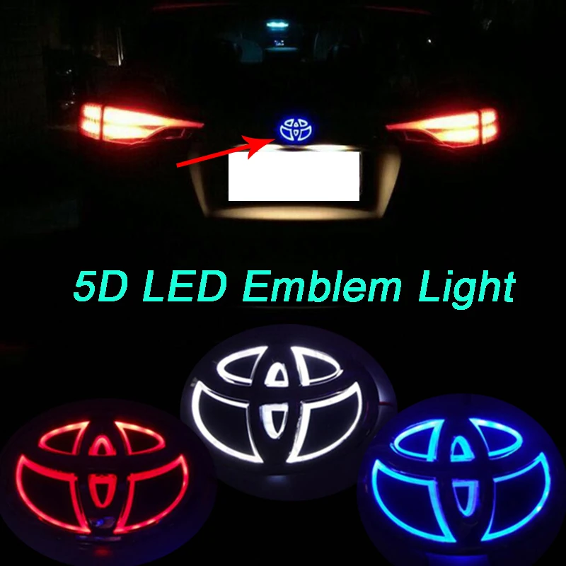 5D автомобильная светодиодная эмблема светильник Toyota Yaris Rav4 Crown Highlander CHR Camry Prius Reiz
