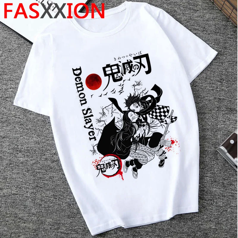Мужская футболка Demon Slayer уличная одежда с японскими аниме принтами Kimetsu No Yaiba Kawaii