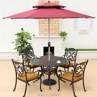 set of 5 piece cast aluminum outdoor furniture dining set armrest chairs with round table dia120cm for poolside no umbrella
