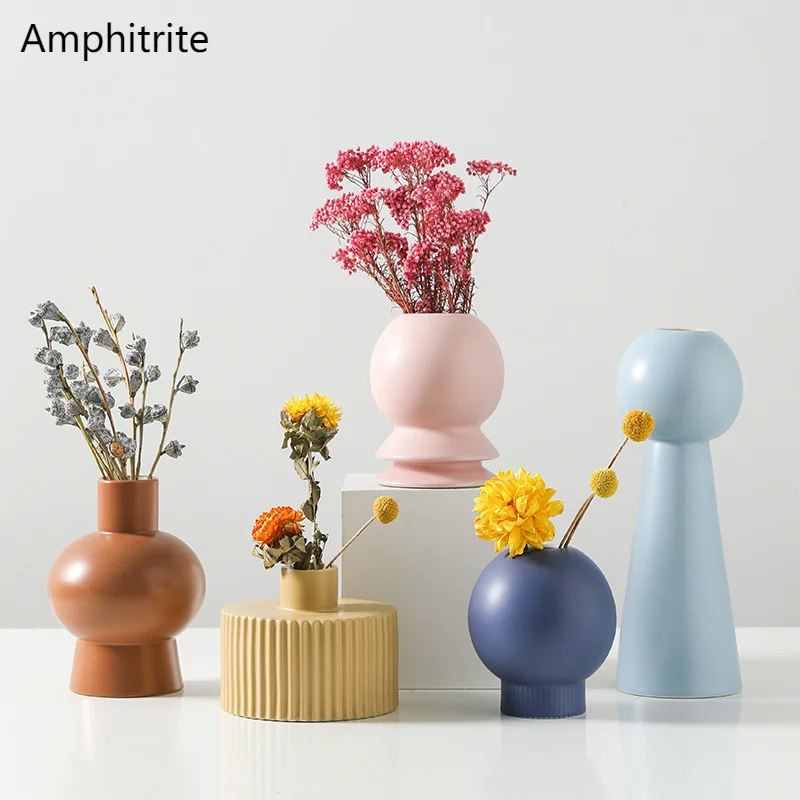 

Modern Nordic Style Ceramic Vase Home Room Be Decorating Flower Pots Head Table Flower Vase For Marriage Deco Rosa Wedding