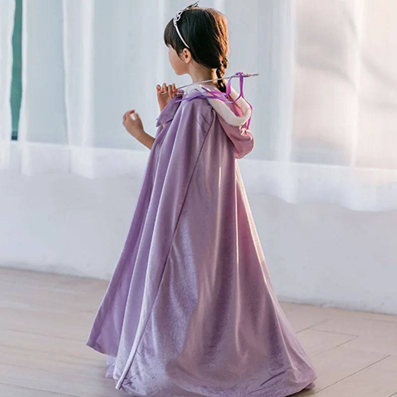 

Princess Party Costume Winter Warm Thick Cape Cloak Halloween Dress Up Mantle for Girl Birthday Gift Cosplay Carnival Decoration