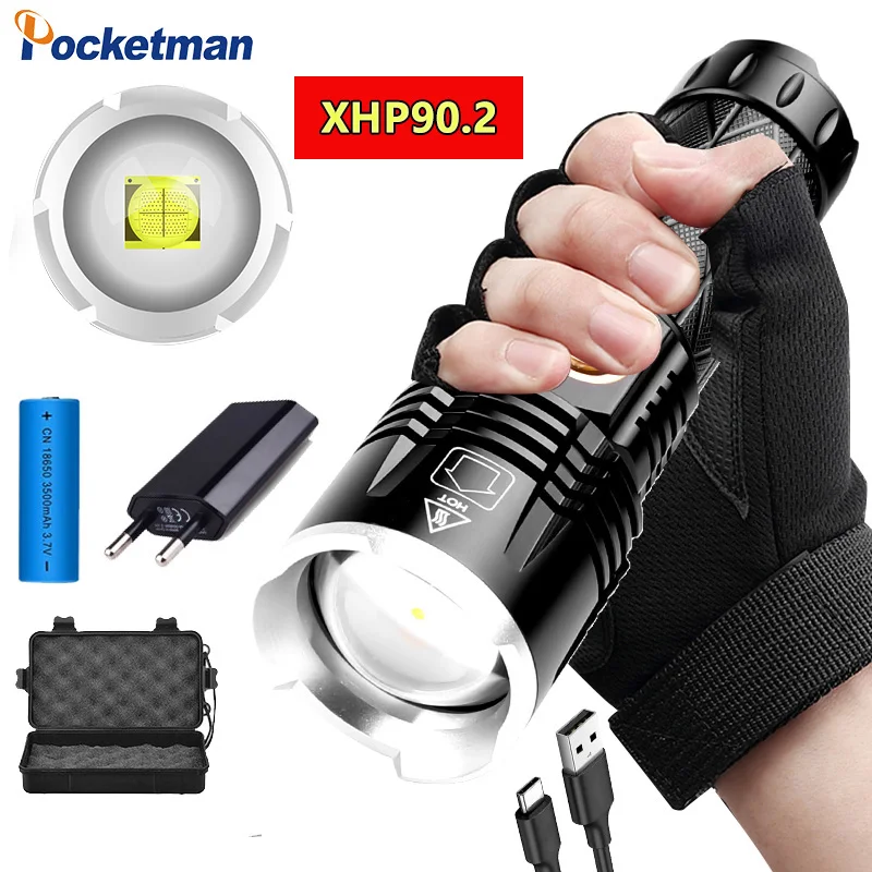 Самый мощный XHP90 светодиодный фонарик XHP50 USB Перезаряжаемый масштабируемый