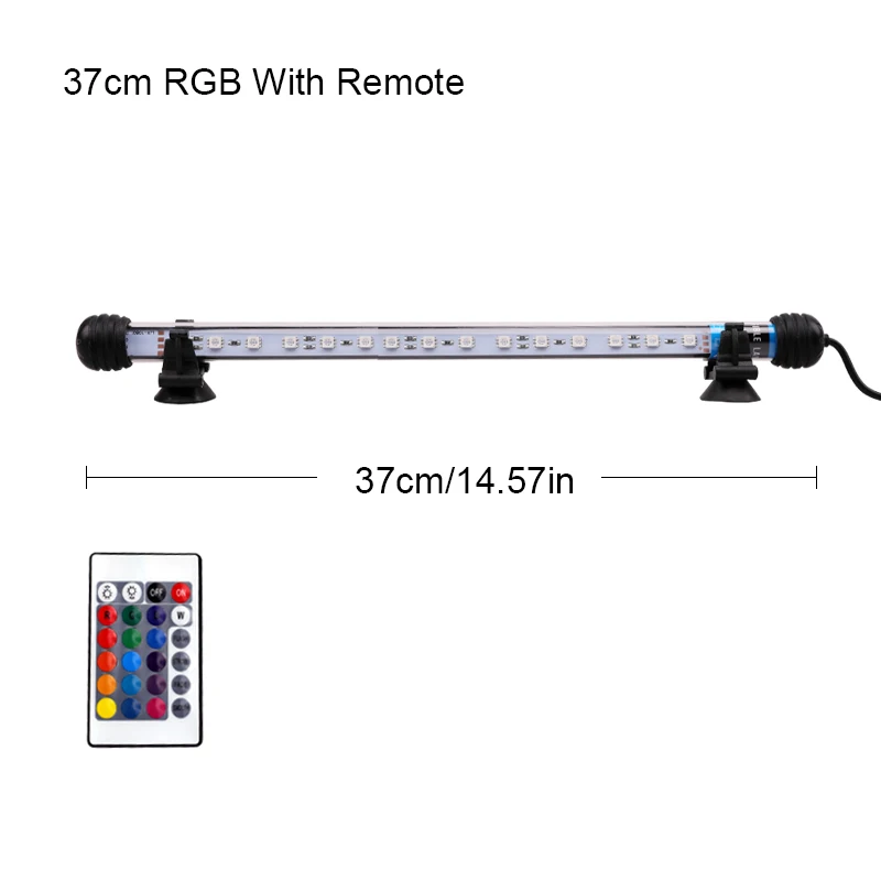 RGB 370mm 220 В AU Мощность штекер rgb-пульт дистанционного аквариумный светильник аквариума Водонепроницаемый 5050 SMD светодиодный бар светильник водных лампа погружной 18-48 см - Цвет: RGB 370mm