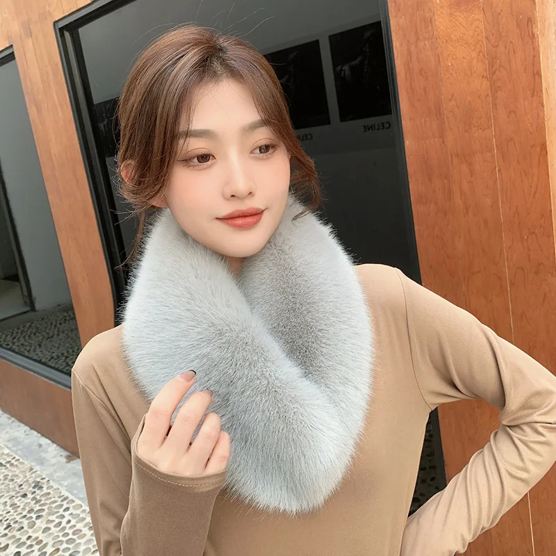 

Fox Fur Collar Winter Faux Fur Scarf Jacket Coat Hat Decor Shawl Multicolor Strip Soft Hood Fur Collars Lady's Bib Scarives