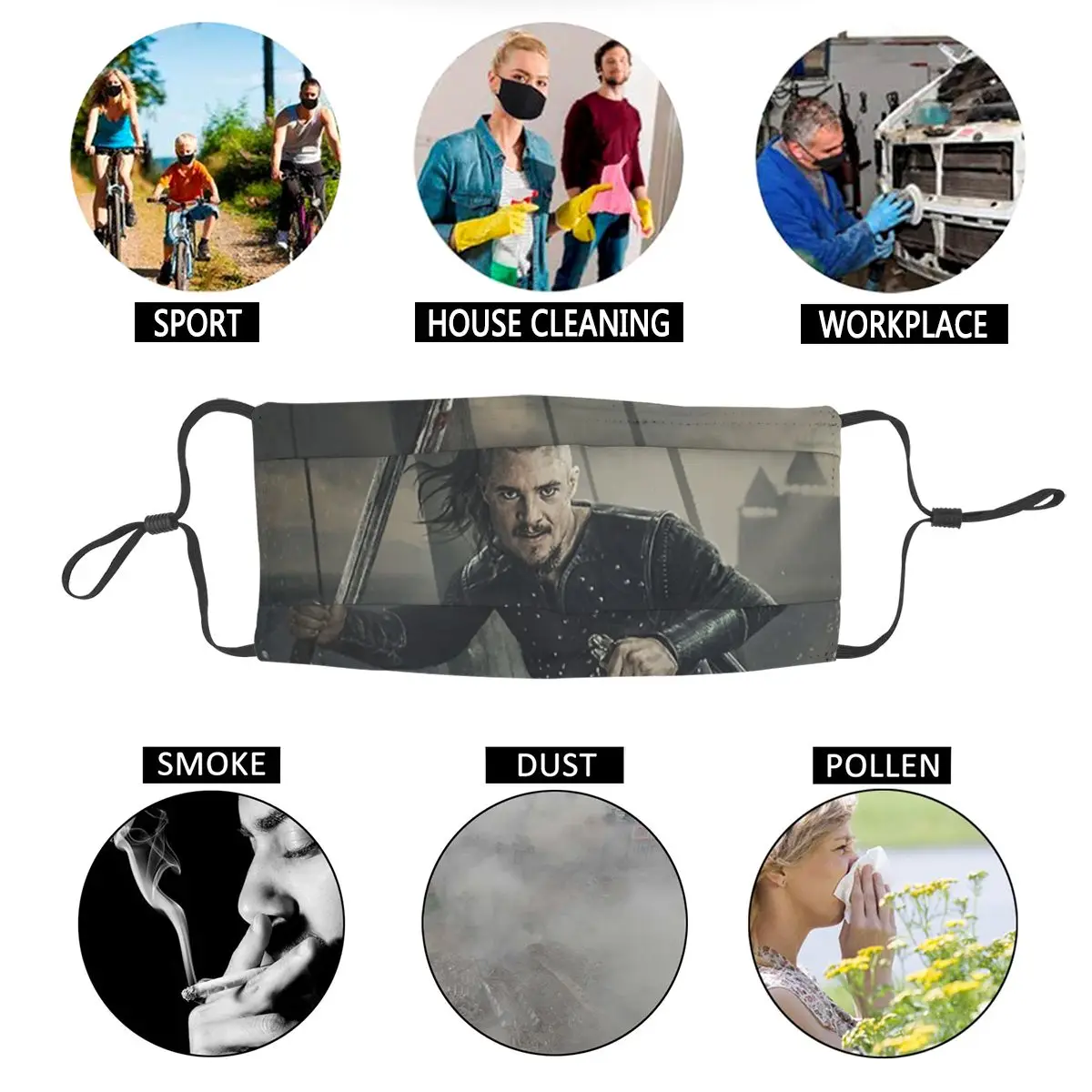 

The Last Kingdom Vikings Non-Disposable Mouth Face Mask Odin Anti Haze Anti Dust Protection Cover Respirator Mouth Muffle