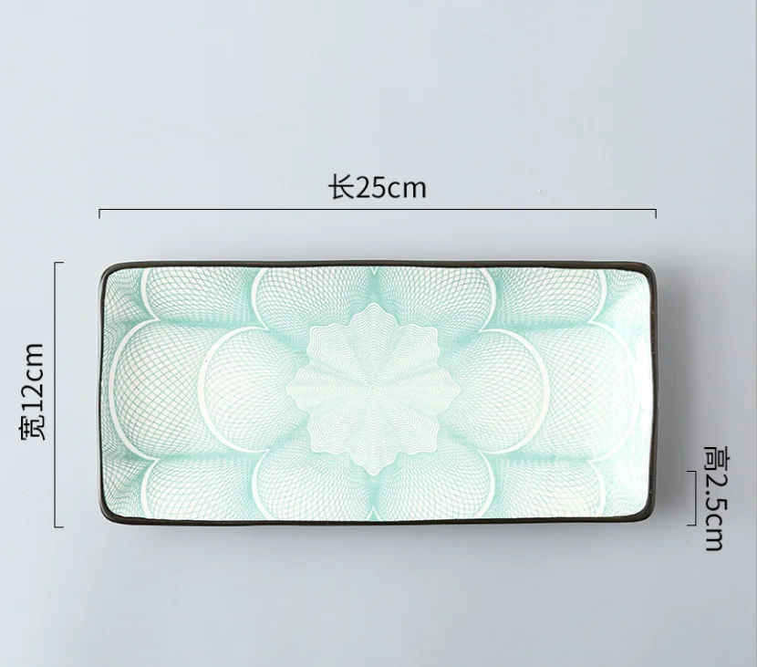 6 Japanese Style Sushi Plate Creative Underglaze Color Rectangular Ceramic Plate home Western Dish Serving Dishes Dinner Plates - Color: 6