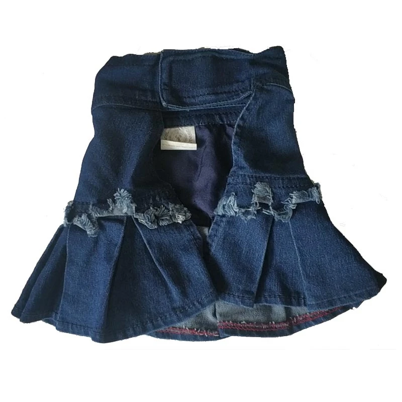 Джинсовая юбка с бахромой для домашних животных плиссированная дизайнерская