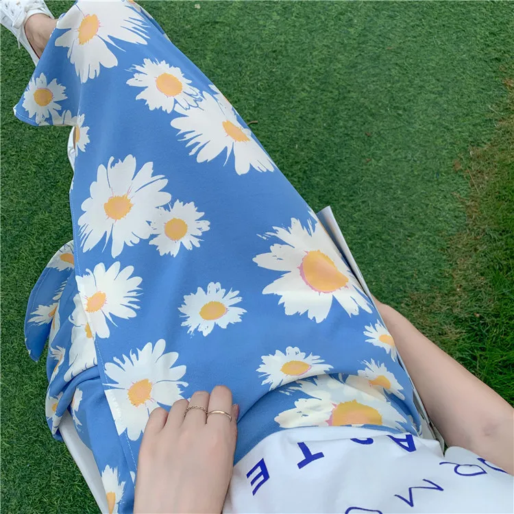 

Falda larga de gasa con estampado para mujer, ropa de verano, ajustada, holgada, de R9cintura alta, para vacaciones