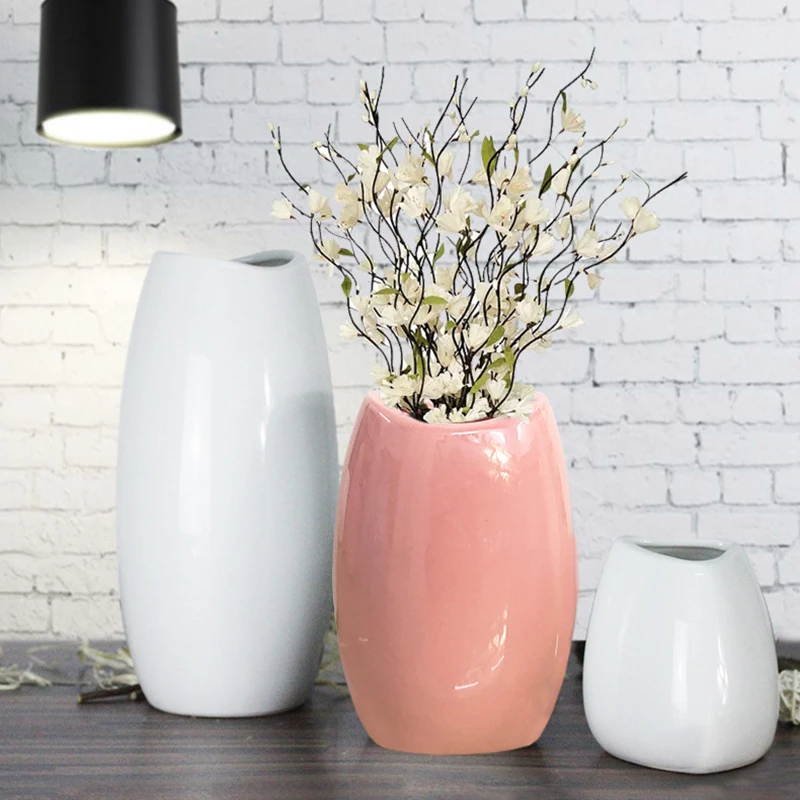Простая мини ваза современные керамические вазы для цветов белый и синий
