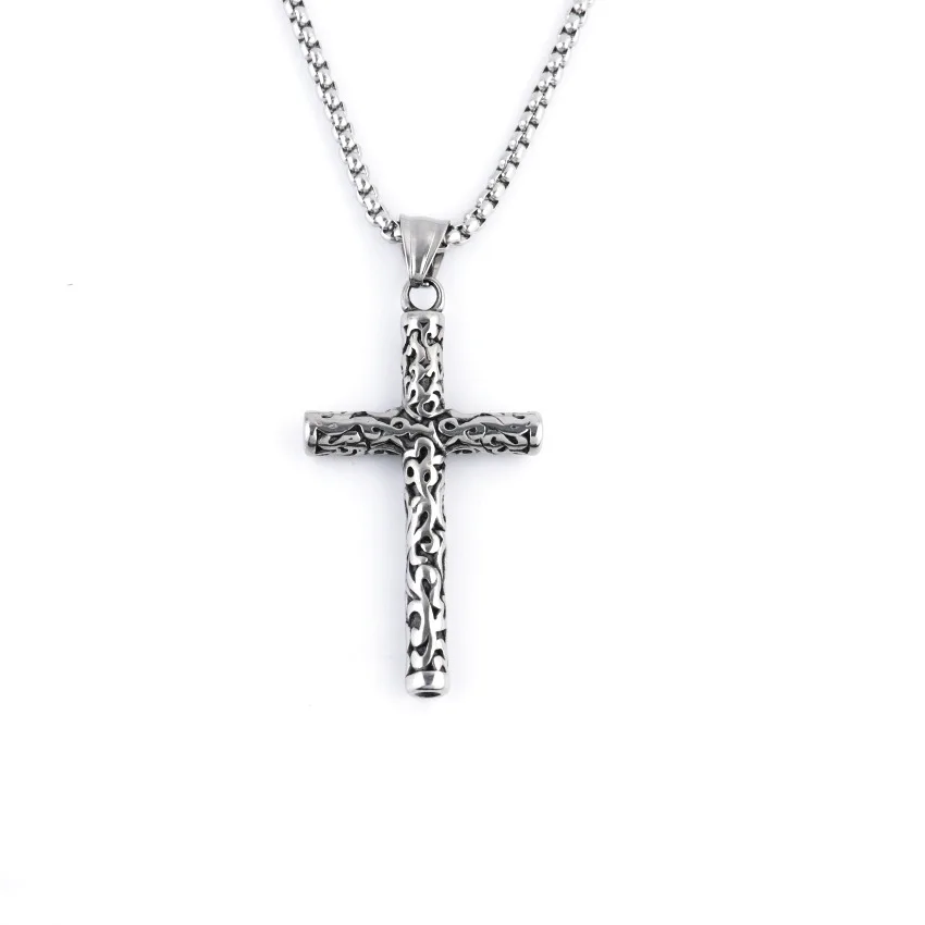 

Antique Silver Color Cross Pendant Necklaces Minimalist Jesus Cruz Necklace For Men Gothic Jewelry Crucifix Male Gift