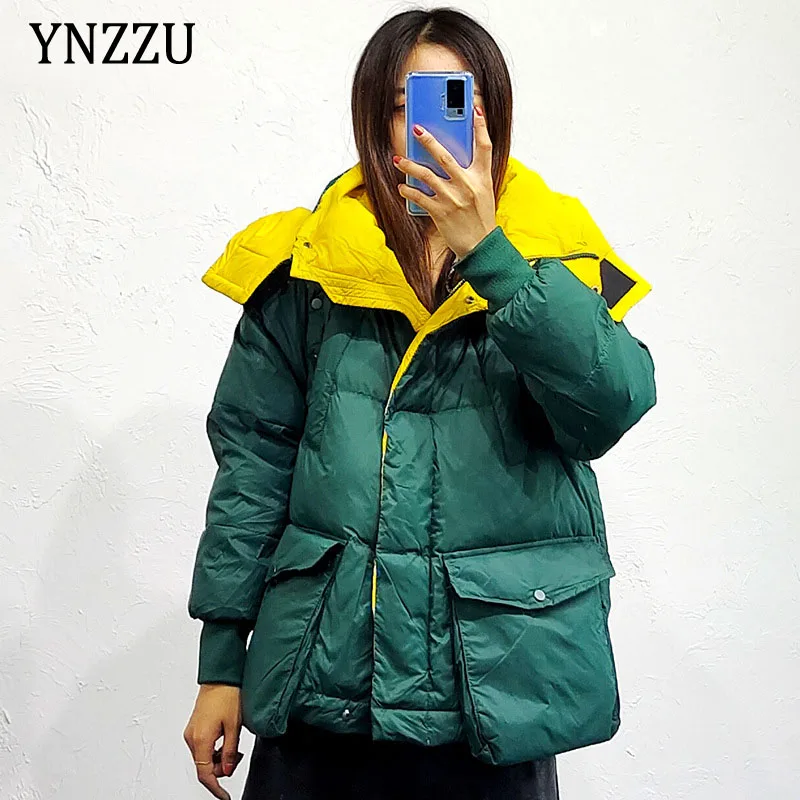 

2021 winter Korean version sleeve detachable down jacket autumn winter fashion color matching design thick coat YNZZU 1O116