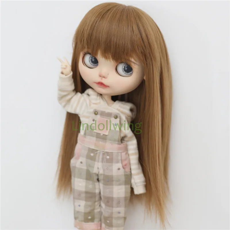 

Парик блайз 9-10 дюймов, Длинные прямые льняные коричневые волосы