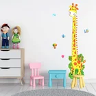 Мультяшный жираф, измеритель роста для детей, наклейки с животными, линейка с таблицей роста, настенные наклейки для гостиной, дома, спальни, украшение