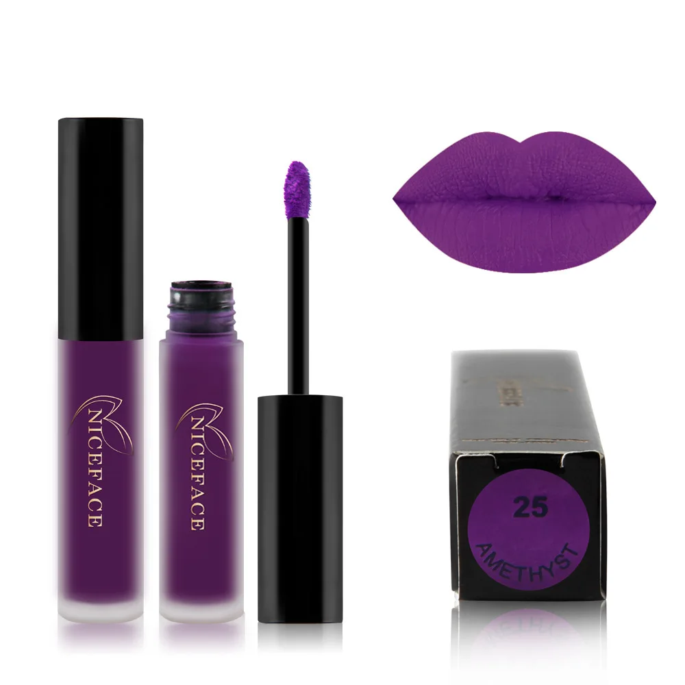 Niceface, сексуальная, стойкая, водостойкая, ультра матовая, жидкая губная помада с увлажняющим действием, бархатная помада, косметика для губ, красота, макияж - Цвет: 25